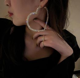 Lateefah Big Heart Crystal Hoop Earrings For Women Geometric Rhinestones Jewellery Woman Party Gifts Huggie3040244