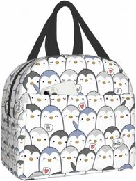 cute Penguin Greeting Lunch Bag for Women Teens Insulated Water-Resistant Tote Bag Reusable Lunch Box for Picnic Travel Work d2G2#