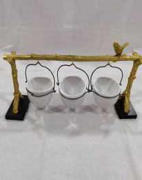 Dishes Plates Gold Oak Branch Snack Bowl Stand Resin Christmas Rack With Removable Basket Organiser Party Decorations9825971