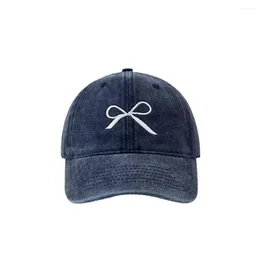 Ball Caps Embroidery Bow Baseball Cap Retro Cotton Sun Peaked Hat Sunscreen Bowknot Sports