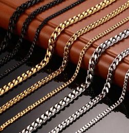 3mm5mm7mm Cuban Link Chain Stainless Steel Necklace Gold Filled Tone Punk Hip Hop Men S Jewelry6069645