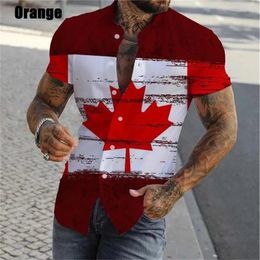 Men's Casual Shirts Summer I Love Canada Full Print Hawaiian Shirt Short Sleeve Button Down For Men Plus Size Beach