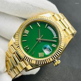 Wristwatches Luxury Dual Calendar Men's Women's Watch Automatic Mechanical Sports Waterproof Gold Green Rome Dial DayDate