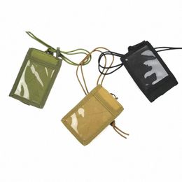 new Tactical MOLLE ID Card Holder Hook Loop Patch Tour Guide Badge Holders Outdoor Travel Pouch Pen Purse and Nyl Lanyard X30t#