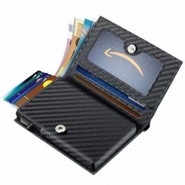 high Quality Carb Fiber Genuine Leather Aluminum Box Card Holder Men Multifunctial RFID Anti-theft Card Holder Card Case G9Dn#