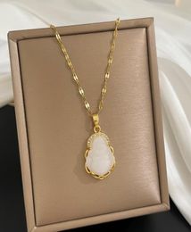 Pendant Necklaces MrZMsZ 2021 Buddha Statue Design White Jade Necklace For Women Exquisite Clavicle Chain Wedding Fashion Jewellery 8922602