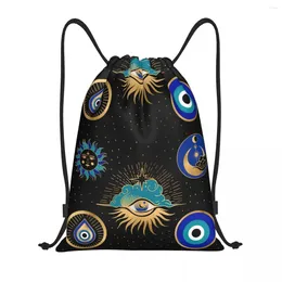 Shopping Bags Nazar Turkey Evil Eye Symbol Amulet Drawstring Women Men Foldable Gym Sports Sackpack Training Storage Backpacks