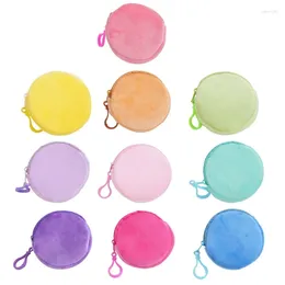 Storage Bags Circular Wallet Key Holder Plushy Keychain Charging Cable Headphone Bag