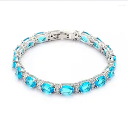 Link Bracelets Fleure Esme Luxury Wedding Charms Jewellery & Accessories For Women Drop Blue Cubic Zirconia Rhodium Plated R679