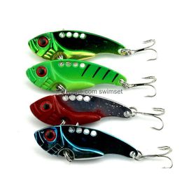 4Pcs 11G/0.388Oz 5.5Cm/2.16 Fishing Lures Set Spoon China Metal Vib Sequins Fish Hard Bait Bass Vibration Lure Crankbait Drop Deliver Dhw04