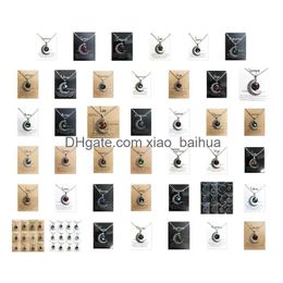 Pendant Necklaces Night Glow Retro Moon12 Constellation Zodiac Sign Necklace Horoscope Jewellery Galaxy Libra Astrology Gift With Retail Otl5P