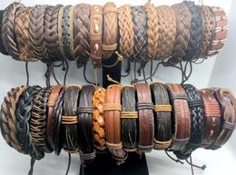 Whole 50pcs Lots Mix Style Mens Womens Fashion Vintage Leather Bracelet Cuff Wristband Jewellery Gift Bracelet5354251