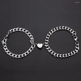 Bangle Cuban Chain Magnetic Half Heart Bracelet Set Of 2 For Couples | Magnet Men Women His And Hers Jewellery