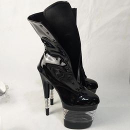 Dance Shoes Women's Motorcycle Boots 20 Cm Sexy Stage Fashion Ankle Crystal Pinheel Stripe