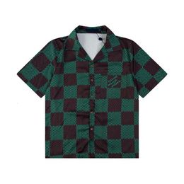 Designer Luxury T Shirt Tees Mens Short Sleeve Green Black Plaid Printed Suit Mens Beach Sweatshirt 2024 Fashion Designer High Qualty Shorts FZ2404162
