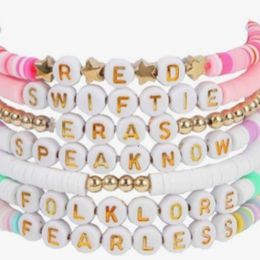 Soft Pottery Letter Beads English Words Womens Bracelet Set
