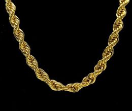 10MM 18K Gold Plated Rope Chain Mens 1cm Gold Silver Chain Necklace 30inch Length Hiphop Jewelry for Men Women6364508