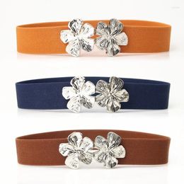 Belts Adjustable Elastic Thin Ladies Dress Skinny Women Waist Strap Flower Metal Buckle Female Soft Elegant Belt