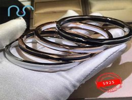 S925 Sterling Silver Zero Bangle Bracelet Brand Luxury Black White Ceramics Naked Bangle Original Jewellery Ornaments With G09163071854
