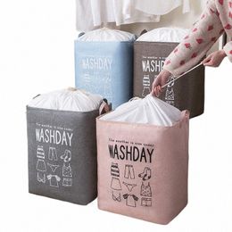 imitati Linen Quilt Storage Drawstring Bag Large Capacity Clothing Storage Basket Multifunctial Drawstring Laundry Pocket p42j#