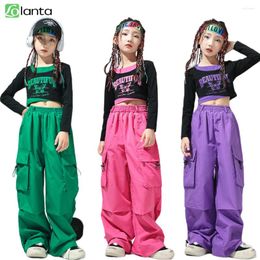 Clothing Sets LOlanta Hip Hop Dance Clothes For Kids Long Sleeve Crop Tops Pants Fashion Suit Jazz Sport Casual Costume 4-16 Ye