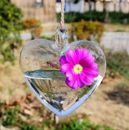 Vases LUDA Heart Shaped Glass Hanging Vase Bottle Terrarium Container Plant Flower Table Wedding Garden Decor5089903