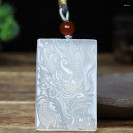 Pendant Necklaces White Chalcedony Zodiac Dragon Agate Brand Faucet World Men's And Women's Necklace