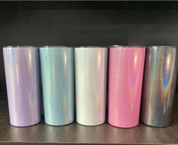 Sublimation 20oz Skinny Tumblers Rainbow Stainless Steel Double Wall Vacuum Insulated Drinking Cup With Lid Coffee Mugs Sea Shippi2016756