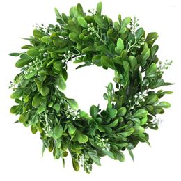 Decorative Flowers Artificial Garland Faux Eucalyptus Tree Green Leaf Wedding Wreath Decor Leaves Plastic Front Door