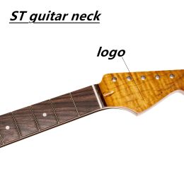 Guitar Durable Electric Guitar Neck 22 Maple Wood Replacement Neck Fingerboard Dot Matte Yellow 22Fret Handle for ST Electric Guitar