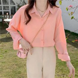 Women's Blouses Turn-down Collar Long Sleeve Blouse Elegant Loose Button Up Women Shirt Figure Flattering Spring Summer Blusas Tops