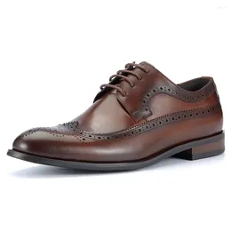 Dress Shoes Stylish Brogues Style High Quality Genuine Leather Derby For Men Business Wear-Resistant Travel Daily Life