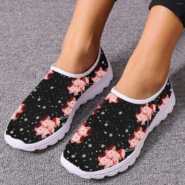 Casual Shoes INSTANTARTS Lovely Cartoon Pig Printing Mesh Breathable Women's Comfortable Flat Walking Running Zapatos