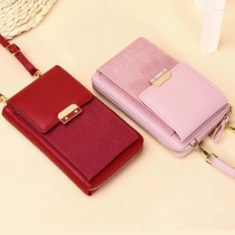 Evening Bags 2024Women's Messenger Bag Shoulder Mobile Phone Mini Cute PU Leather Handbag Crossbody Wallet Ladies Card Holder Coin Purse