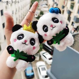 Plush Keychains Fashion Cute Plush Panda Stuffed Doll Toy Keychain Pendant Backpack Decoration Gifts Y240415