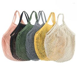 Storage Bags Handheld Foldable Shopping Cotton Mesh Bag Reusable Fruit Woven Pocket Hollowed Out Kitchen