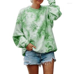 Women's T Shirts Fat Lady Tie-Dye Easy Round Neck Long Sleeve Plus Size Sweater