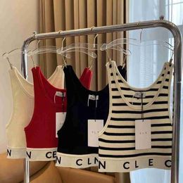 Womens Designers Knit Vest Sweaters T Shirts Designer Striped Letter Sleeveless Tops Knits Fashion Style Ladies Pullover U88