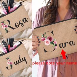 custom Name Fr Letter Cosmetic Bag Bachelorette Party Neceser Makeup Bags Zipper Pouch Toiletry Organizer Bridesmaid Gifts w4ou#