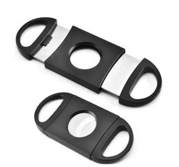 Pocket Plastic Stainless Steel Double Blades Cigar Cutter Knife Scissors Tobacco Black New9733653