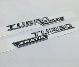 1Set 2PCS For Mercedes Benz AMG ML GLk TURBO 4MATIC Emblem Badge Decal Trunk Rear Chrome Letters4194748