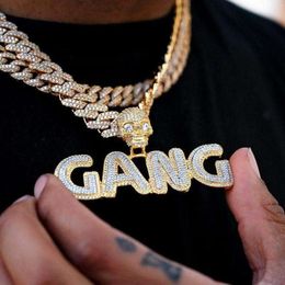 Hip Hop Name Plate Letters Necklace 10K Gold Bling Iced Out Moissanite Diamond Cuban Link Chain Mens Women Personalised