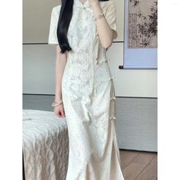 Ethnic Clothing 2024 Autumn Chinese Style Cheongsam Dress For Women Spring And Slim A-line Skirt Long Sleeved Medium Length Qipao