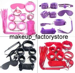 Massage 7Pcs 8Pcs Exotic Accessories Nylon Sex Bondage Set y Lingerie Handcuffs Whip Rope Anal Adult Toys For Couples4843168