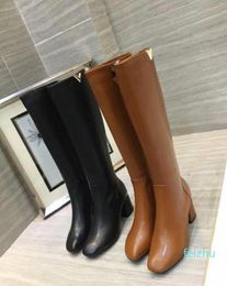 Black Brown Leather Woman Knight boots Gold Embellished Winter Autumn Runway Roman Sexy Fashion Martin Boots Knee High Shoes Suede2502474