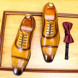 Dress Shoes Brock Carved Business Leather Inside And Outside All Cowhide Oxford Party