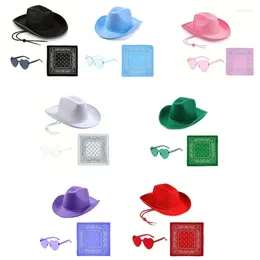 Berets Adult Scarf Cowboy Hat Sunglasses Theme Party Costume Set Stage Po Suit