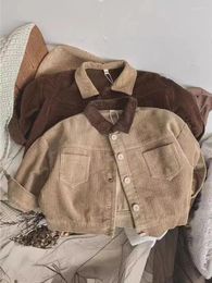 Jackets 2024 Spring Baby Long Sleeve Lapel Coat Infant Simple Versatile Cardigan Toddler Boy Girl Casual Jacket Kids Corduroy Tops