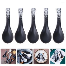 Spoons 5 Pcs Spoon Restaurant Noodles Ramen Kitchen Tableware Drink Garnish Decorative Olives Household Rice