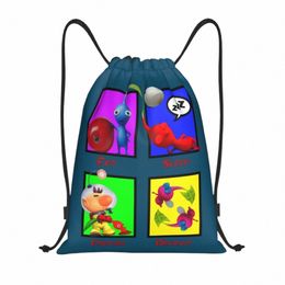 pikmins Video Games Drawstring Backpack Women Men Sport Gym Sackpack Portable Shop Bag Sack K8v6#